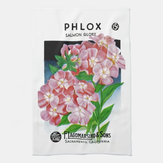 Phlox Seed Packet Label Theedoek (Verticaal)