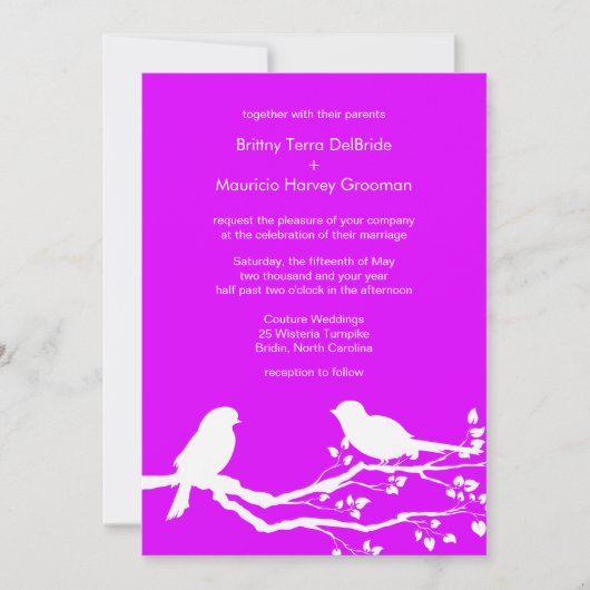 Phlox Tortelduifjes Weddings Gepersonaliseerd Uitn Kaart (Voorkant)