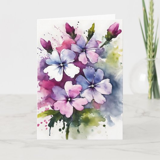 Phlox - Watercolor bloemen Kaart (Voorkant)