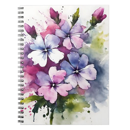 Phlox - Waterverf bloemen Notitieboek (Voorkant)