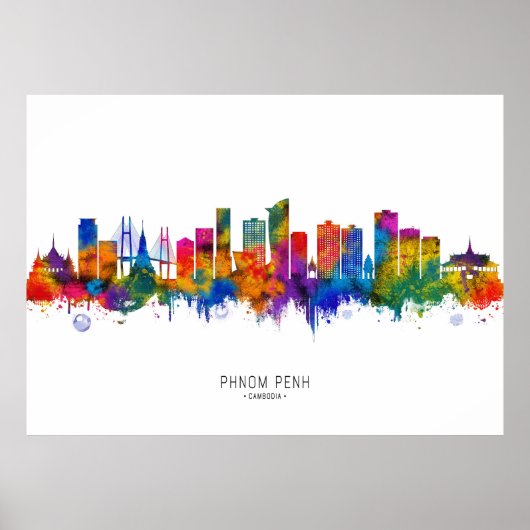 Phnom Penh Cambodia Skyline Poster (Voorkant)