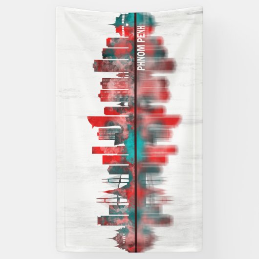 Phnom Penh Cambodia Skyline Spandoek (Verticaal)