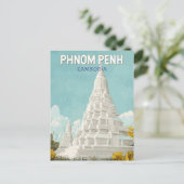 Phnom Penh Cambodja Illustratie Reizen Art Retro Briefkaart (Staand voorkant)