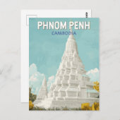 Phnom Penh Cambodja Illustratie Reizen Art Retro Briefkaart (Voorkant / Achterkant)