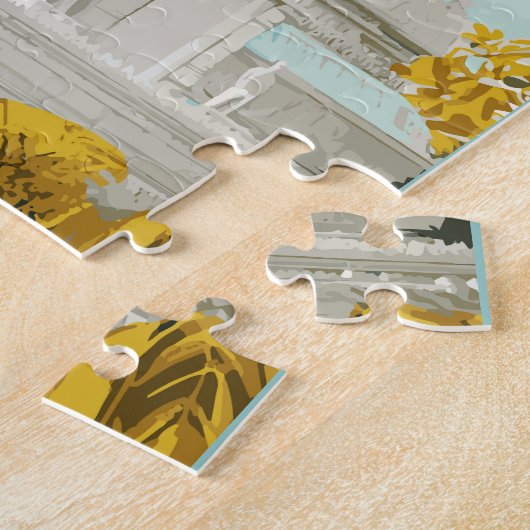 Phnom Penh Cambodja Illustratie Reizen Art Retro Legpuzzel (Zijkant)