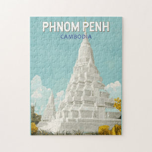 Phnom Penh Cambodja Illustratie Reizen Art Retro Legpuzzel