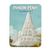 Phnom Penh Cambodja Illustratie Reizen Art Retro Magneet (Verticaal)