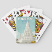 Phnom Penh Cambodja Illustratie Reizen Art Retro Pokerkaarten (Achterkant)