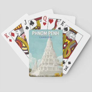 Phnom Penh Cambodja Illustratie Reizen Art Retro Pokerkaarten