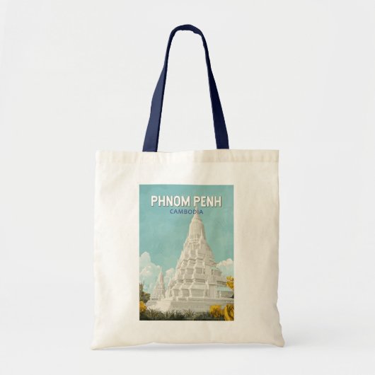 Phnom Penh Cambodja Illustratie Reizen Art Retro Tote Bag (Voorkant)