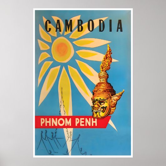 Phnom Penh Cambodja Reisposter Aziatische Print Th (Voorkant)