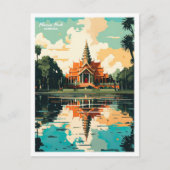 Phnom Penh Cambodja Vintage Reis Illustratie Briefkaart (Voorkant)