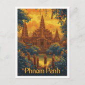 Phnom Penh Cambodja Vintage Reis Illustratie Briefkaart (Voorkant)