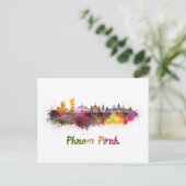 Phnom Penh skyline in watercolor Briefkaart (Staand voorkant)
