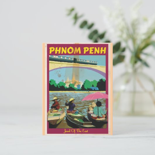 Phnom Penh vintage-poster Briefkaart (Staand voorkant)