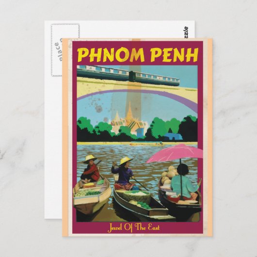 Phnom Penh vintage-poster Briefkaart (Voorkant / Achterkant)