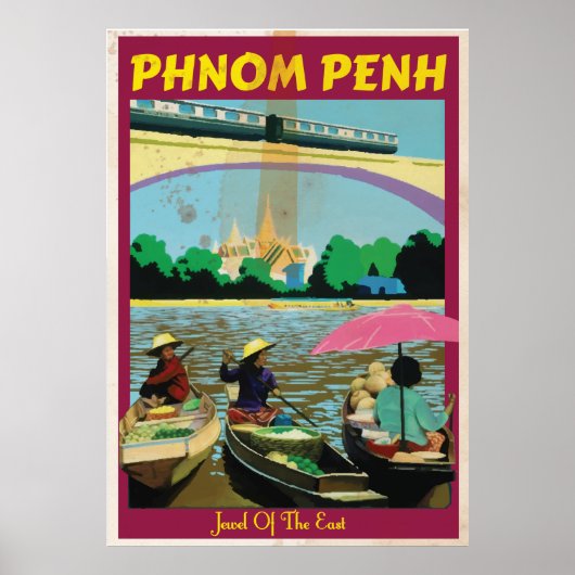 Phnom Penh vintage-poster Poster (Voorkant)