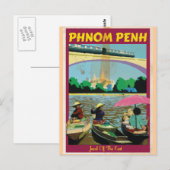 Phnom Penh vintage reisposter Briefkaart (Voorkant / Achterkant)