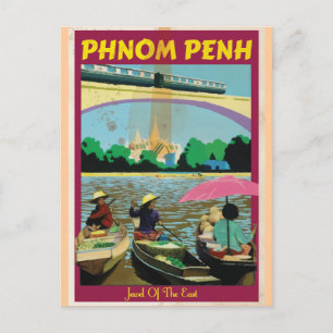 Phnom Penh vintage reisposter Briefkaart