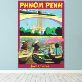 Phnom Penh vintage reisposter Canvas Afdruk (Insitu (Houten vloer))
