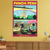 Phnom Penh vintage reisposter Canvas Afdruk (Insitu (Woonkamer))