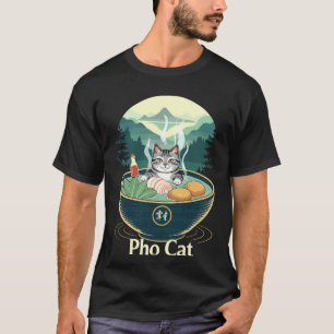Pho Cat Noodle Kom Foodie Aziatische Keuken Kunst T-shirt