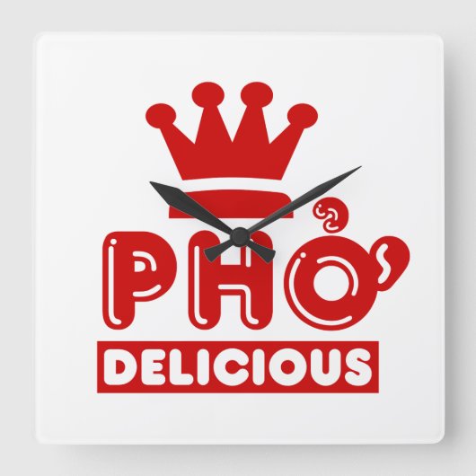 Pho King Delicious Vierkante Klok (Voorkant)