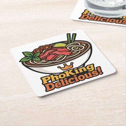 Pho king heerlijk! kartonnen onderzetters (Schuin)