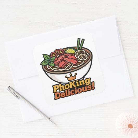 Pho king heerlijk! vierkante sticker (Envelop)