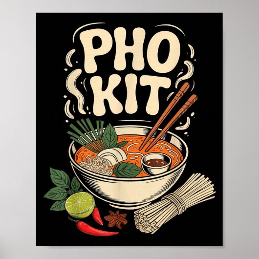 Pho Kit Vietnamese Noedelsoep Kom Herbs Limoen Chi Poster (Voorkant)