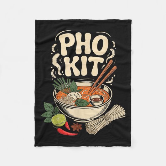 Pho Kit Vietnamese Noodle Soup Bowl Herbs Lime Chi Fleece Deken (Voorkant)