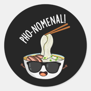 Pho-nomenal Funny Pho Soup Pun Dark BG Ronde Sticker
