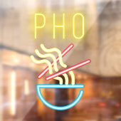 PHO NOODLES Faux Neon Light Vietnamees restaurant Raamsticker (Vel 2)