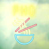 PHO NOODLES Faux Neon Light Vietnamees restaurant Raamsticker (Vel 3)