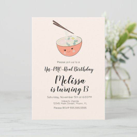 Pho Oriental Birthday Dinner Restaurant Party Kaart (Staand voorkant)