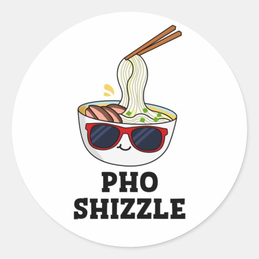 Pho Shizzle Funny Noodle Ronde Sticker (Voorkant)