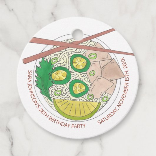 Pho Sho. Vietnamese soep Funny Birthday Party Bedankjes Labels (Voorkant)
