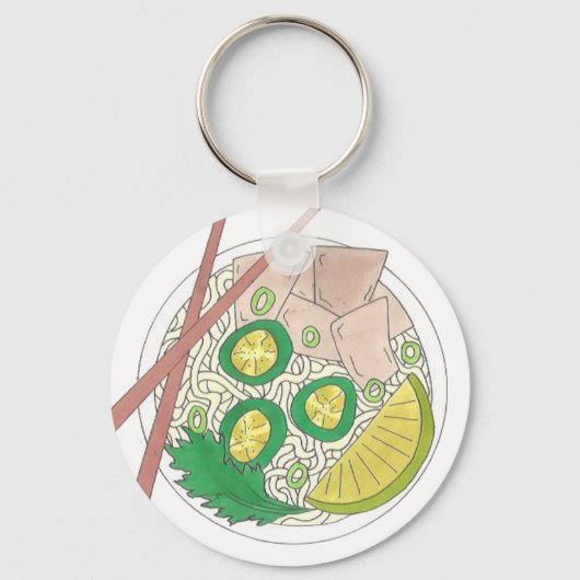 PHO Vietnamese Food Chicken Noodle Soup Chopsticks Sleutelhanger (Voorkant)