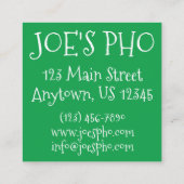 PHO Vietnamese Food Chicken Noodle Soup Chopsticks Vierkante Visitekaartje (Achterkant)