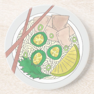 PHO Vietnamese Food Chicken Noodle Soup Chopsticks Zandsteen Onderzetter