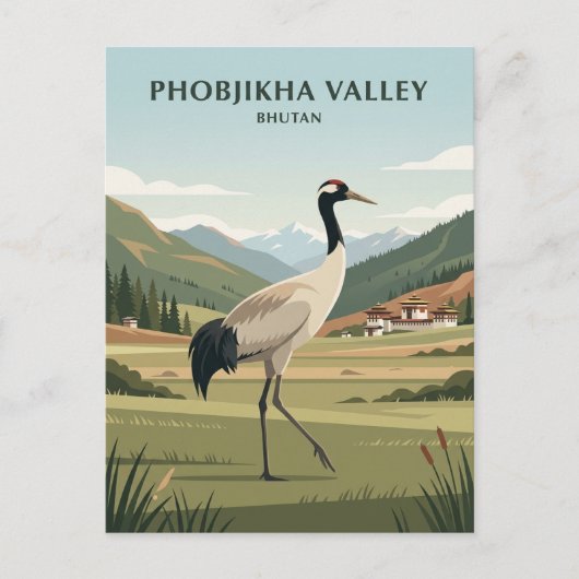 Phobjikha-vallei Bhutan Briefkaart (Voorkant)