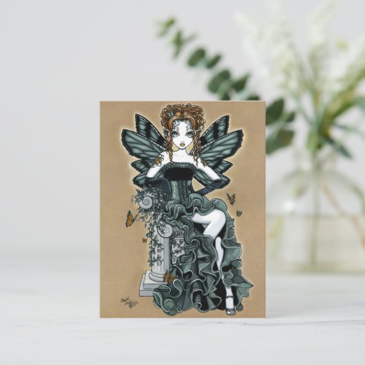 "Phoebe" Gothic Couture Butterfly Fairy Briefkaart (Staand voorkant)