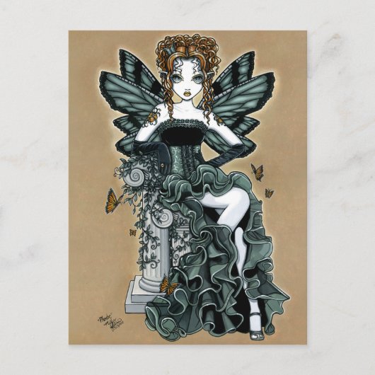 "Phoebe" Gothic Couture Butterfly Fairy Briefkaart (Voorkant)