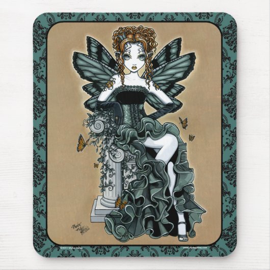"Phoebe" Gothic Couture Butterfly Fairy Mousepad Muismat (Voorkant)