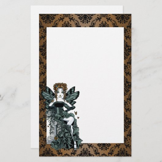 "Phoebe" gothische couture Butterfly Fairy Station Briefpapier (Voorkant / Achterkant)