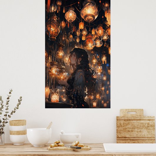 Phoebe in de hal van lantaarns - Ultra hoog Poster (Keuken)