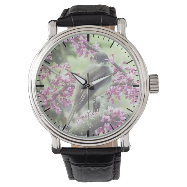 Phoebe in een Redbud-boom Horloge (Voorkant)