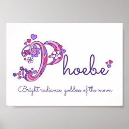 Phoebe initiaal P benaming voor doodle hartslag Poster
