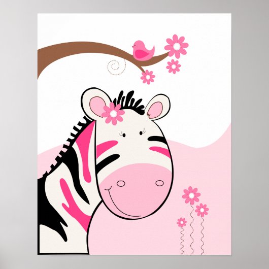 Phoebe's Zebra (zwart/roze) Posterprint Poster (Voorkant)