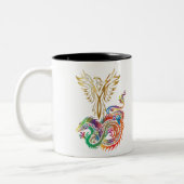 Phoenix and The Dragon Oriental Ying Yang Design Tweekleurige Koffiemok (Links)